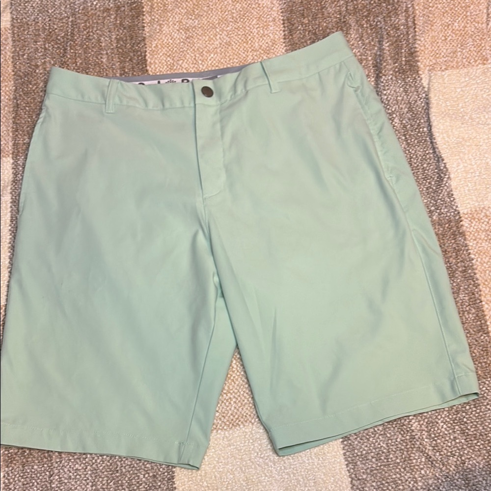 Puma Green Flat Front Shorts Lightweight Cotton Blend